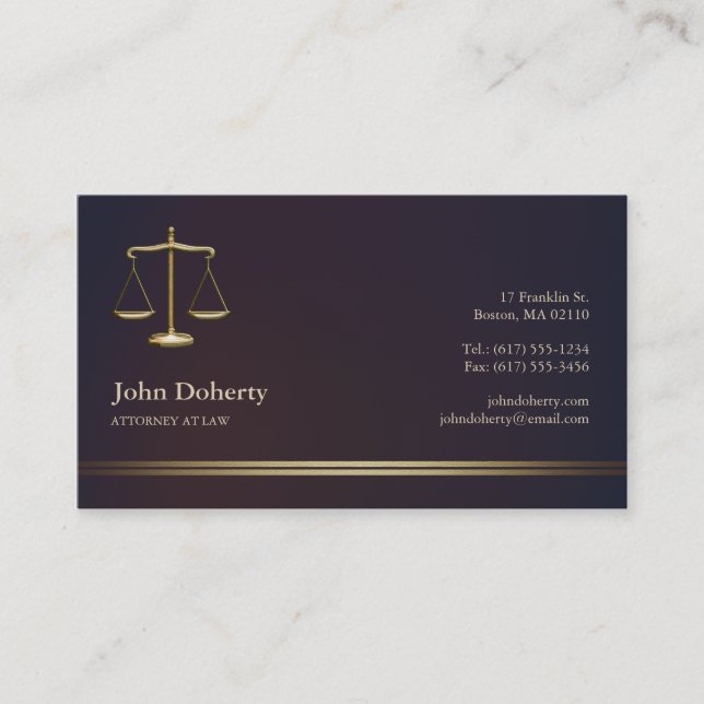 ATTORNEY AT LAW | Elegant Business Card (Front)