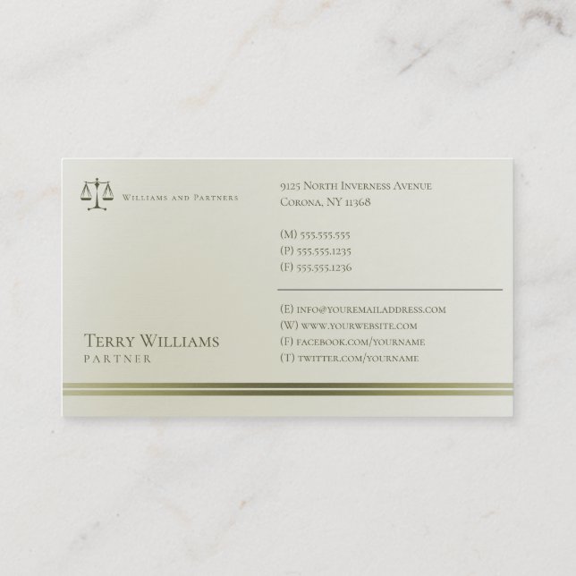 ATTORNEY AT LAW | Elegant Business Card (Back)