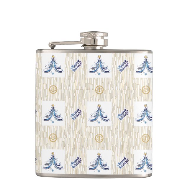 Attorney at Law - Elegant Christmas Tree Hip Flask (Front)