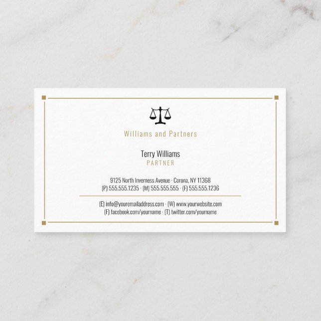 ATTORNEY AT LAW | Elegant Classy Business Card (Back)