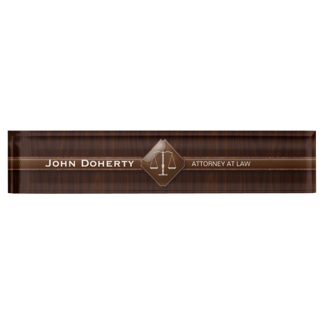 ATTORNEY AT LAW | Elegant Desk Name Plate (Front)