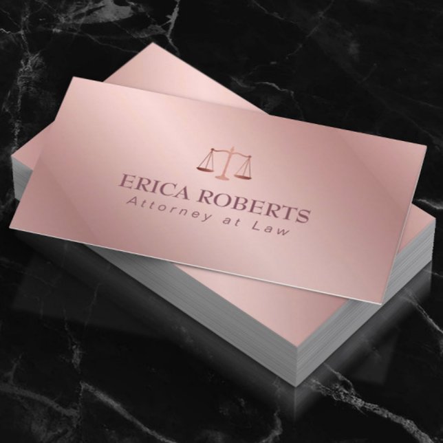 Attorney at Law Elegant Foil Rose Gold Lawyer Business Card (Creator Uploaded)
