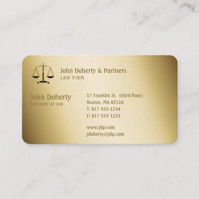 Attorney at Law | Elegant Gold Business Card (Front)