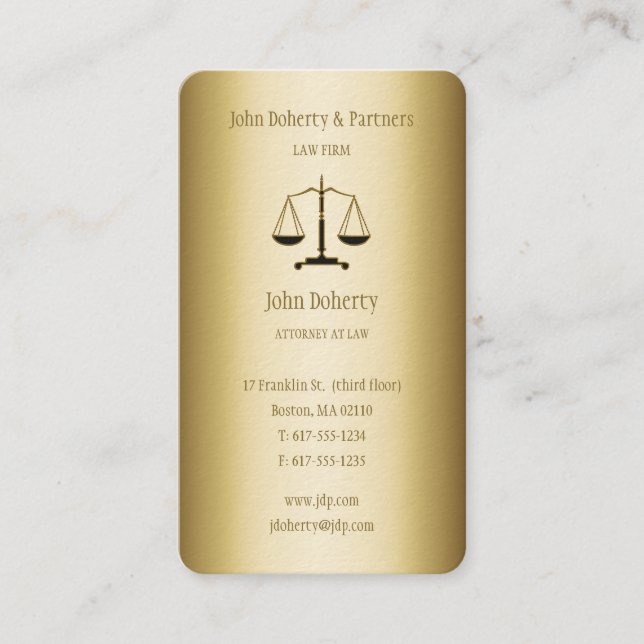 Attorney at Law | Elegant Gold Business Card (Front)