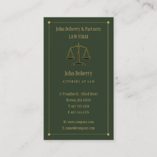 Attorney at Law   Elegant Gold Green Business Card
