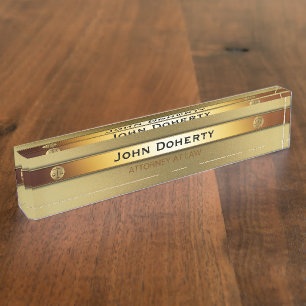 ATTORNEY AT LAW   elegant gold Nameplate