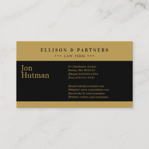Attorney at Law   Elegant Plain Gold Black Business Card