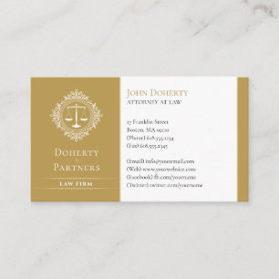 Attorney at Law   Elegant Scales Gold Business Card