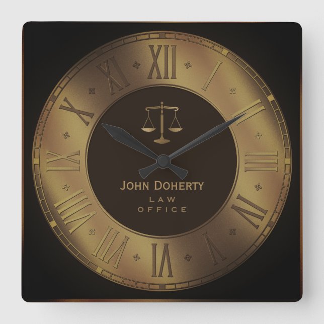 ATTORNEY AT LAW | Elegant Square Wall Clock (Front)