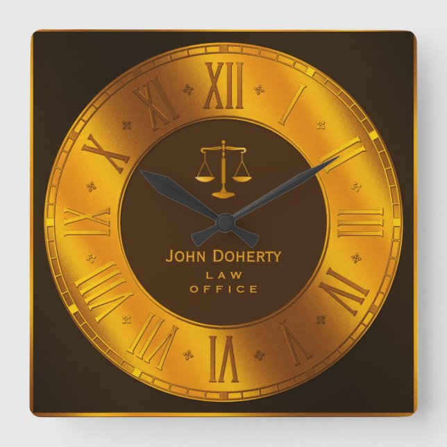 ATTORNEY AT LAW | Elegant Square Wall Clock (Front)