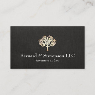 Attorney at Law Faux Gold Leaf and Black Linen Business Card