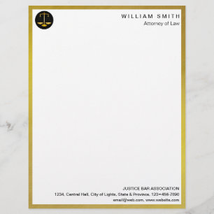 Attorney At Law Faux Gold Scale Lawyer Justice Custom Letterhead
