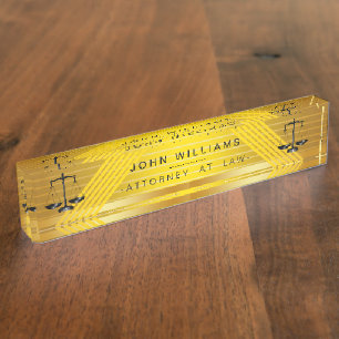 Attorney At Law Gold Black Legal Scale Classic Nameplate