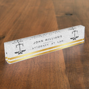 Attorney At Law Gold Black Legal Scale Classic Nameplate