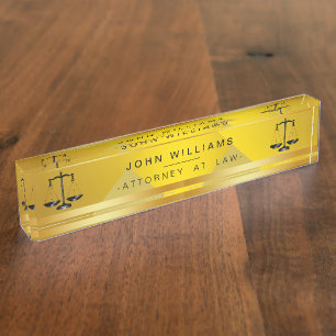 Attorney At Law Gold Black Legal Scale Classic Nameplate