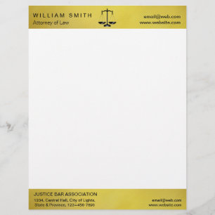Attorney At Law Gold Metal Legal Scale Lawyer Custom Letterhead