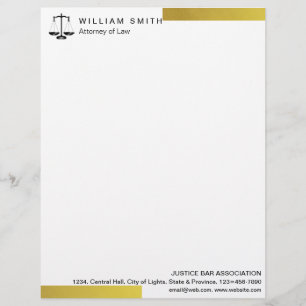 Attorney At Law Gold Metal Legal Scale Lawyer Custom Letterhead