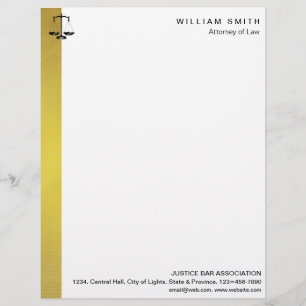 Attorney At Law Gold Metal Legal Scale Lawyer Custom Letterhead