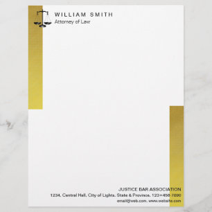 Attorney At Law Gold Metal Legal Scale Lawyer Custom Letterhead