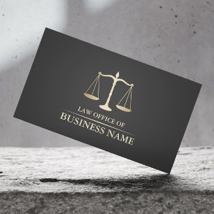 Attorney at Law Gold Scale Dark Grey Lawyer Business Card