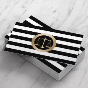 Attorney at Law Gold Scale Modern Stripes Lawyer Business Card