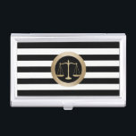 Attorney at Law Gold Scale Modern Stripes Lawyer Business Card Holder<br><div class="desc">Attorney at Law Gold Scale Modern Stripes Lawyer Business Card Holder.</div>
