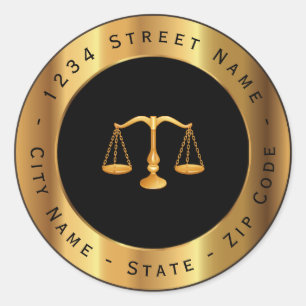 Attorney At Law Gold Scale Return Address Label