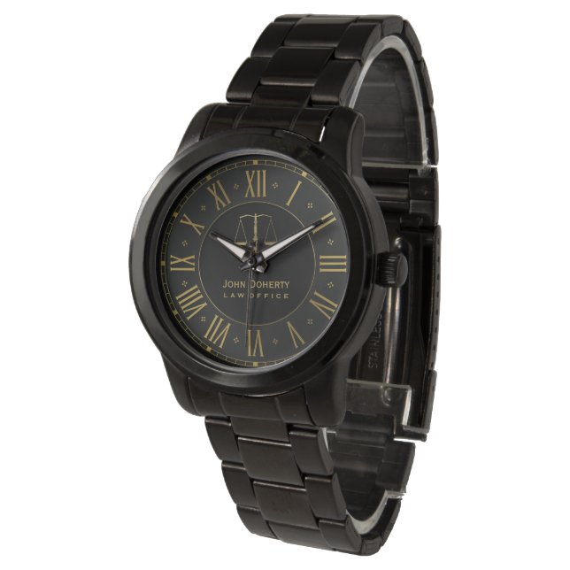 ATTORNEY AT LAW | Golden Black Personalizable Watch (Angled)