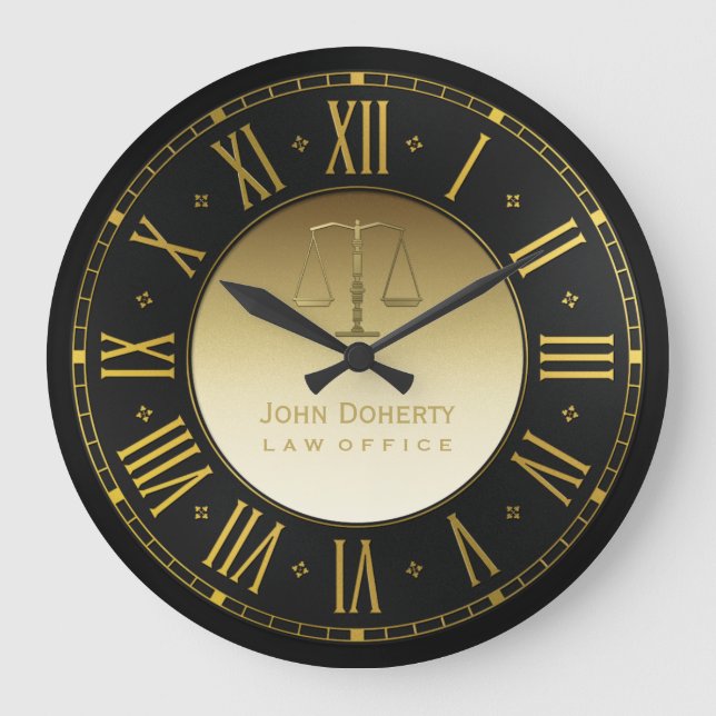 ATTORNEY AT LAW | Golden Personalizable Large Clock (Front)