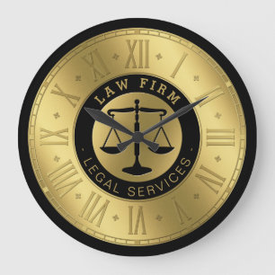 Attorney at Law   Golden Scales of Justice Large Clock