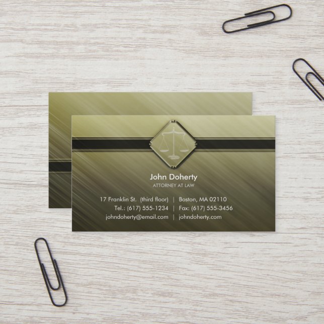 ATTORNEY AT LAW | Green Business Card (Front/Back In Situ)