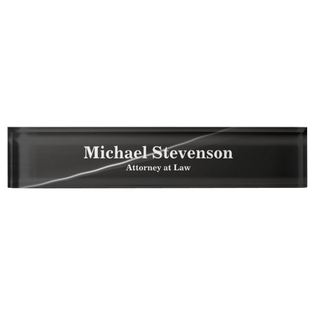 Attorney at Law Grey Elegant Modern Desk Nameplate (Front)
