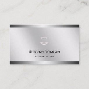 Attorney At Law Justice White Silver Legal Scale Business Card