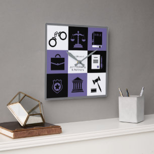 Attorney at Law   Law Office Square Wall Clock