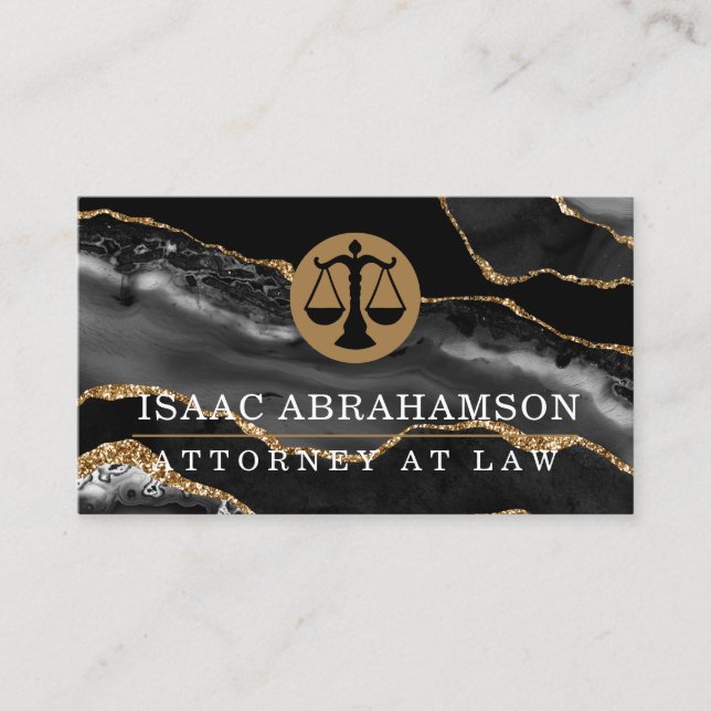 Attorney at Law Lawyer Black Agate  Business Card (Front)