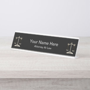 Attorney at Law   Lawyer - Black and Silver Desk Name Plate