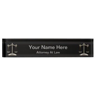 Attorney at Law   Lawyer - Black and Silver Nameplate