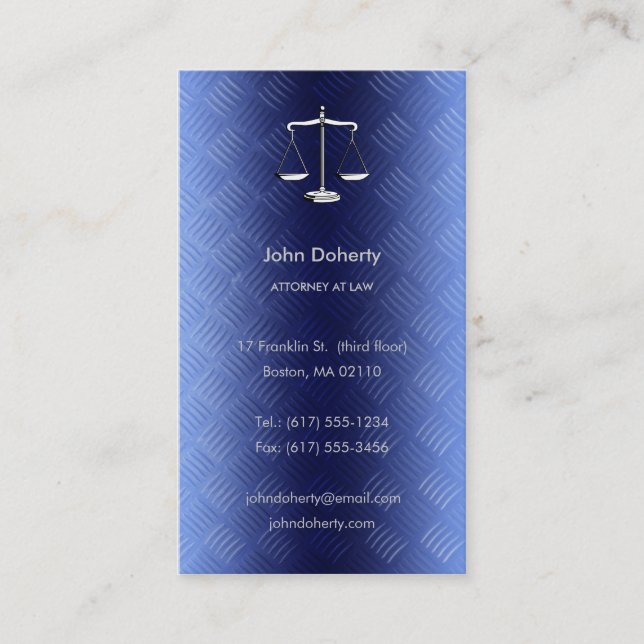 Attorney At Law | Lawyer | Blue Business Card (Front)