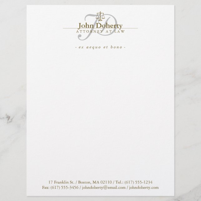 Attorney at Law | Lawyer Custom Letterhead (Front)