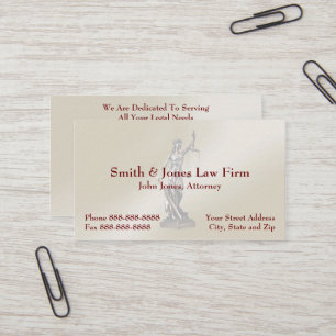Attorney At Law Lawyer Lady Justice Business Card