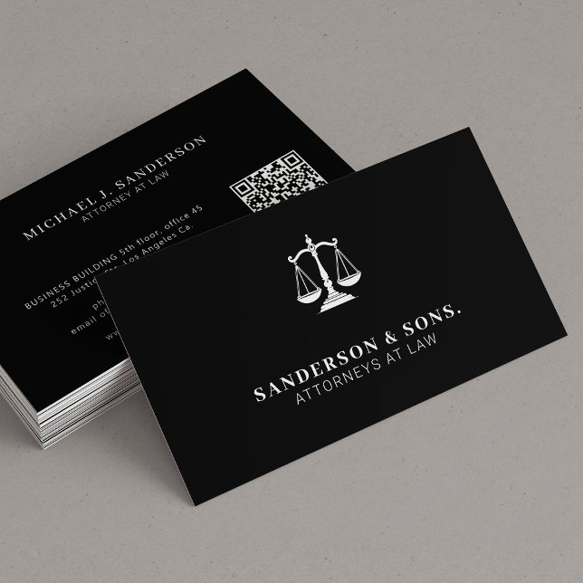 Attorney at law lawyer professional black business card (Creator Uploaded)