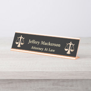 Attorney At Law Lawyer Scales of Justice Gold  Desk Name Plate