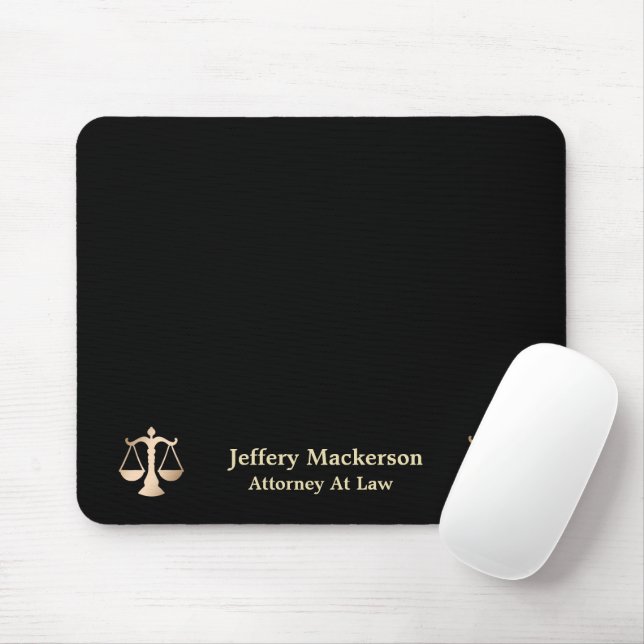 Attorney At Law Lawyer Scales of Justice Gold  Mouse Mat (With Mouse)