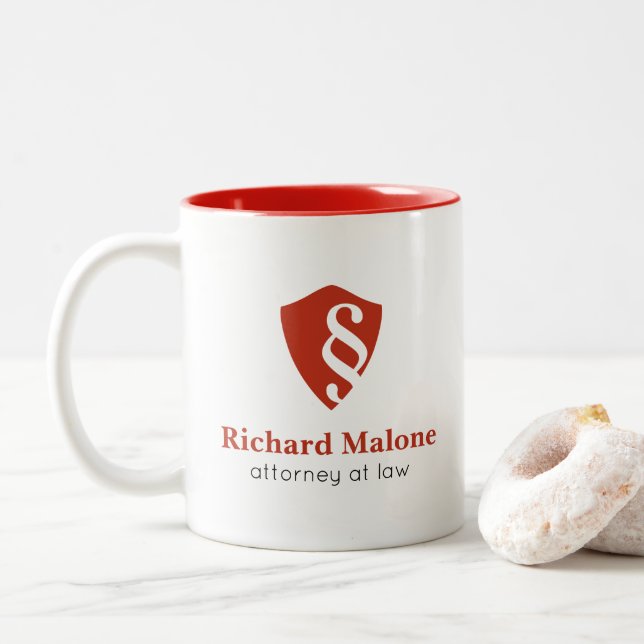 Attorney At Law Lawyer Shield & Paragraph Logo Mug (With Donut)
