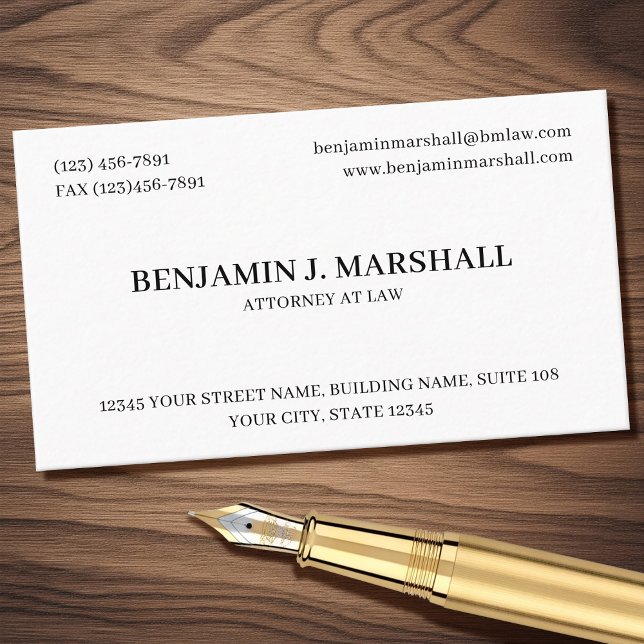 Attorney at Law Legal Formal Professional Black Business Card (Creator Uploaded)