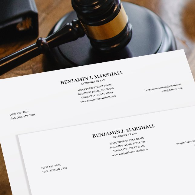 Attorney at Law Legal Formal Professional Black Custom Letterhead (Creator Uploaded)