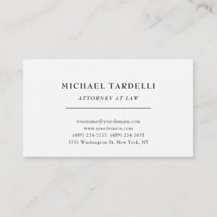 Attorney at Law Linen Minimalist Classical Pro Business Card