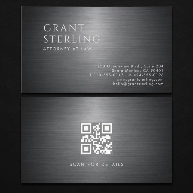 Attorney at Law Metallic QR Code Business Card (Creator Uploaded)
