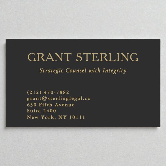 Attorney at Law Minimal Black Gold Legal  Business Card (Creator Uploaded)