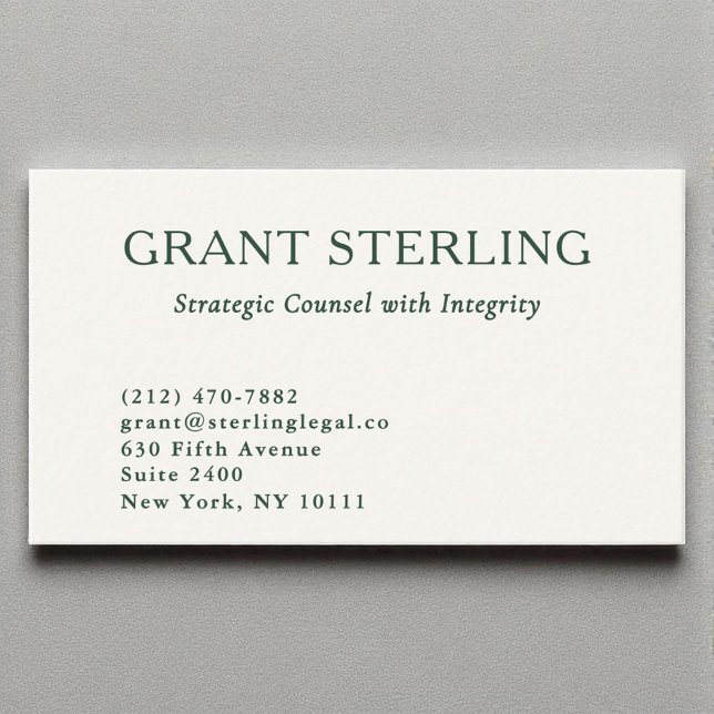 Attorney at Law Minimal Neutral Green Legal  Business Card (Creator Uploaded)